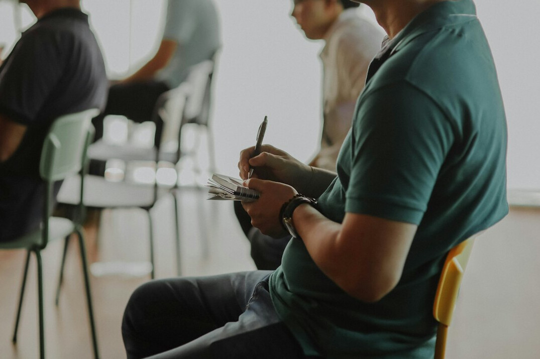 person practicing public speaking