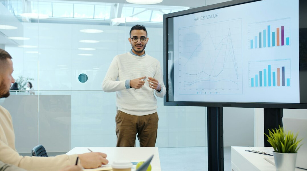business professional giving presentation